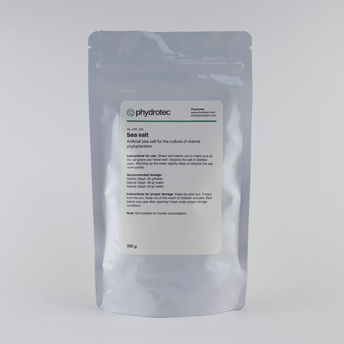 Kunstmatig zeezout voor de kweek van marien fytoplankton - 200 gram.